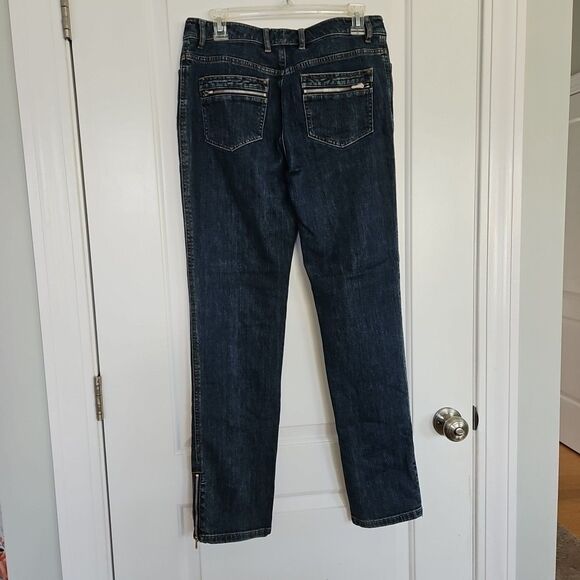 St John Sport Jeans Straight Leg Stretch High Rise Blue Womens 8 - Picture 6 of 6